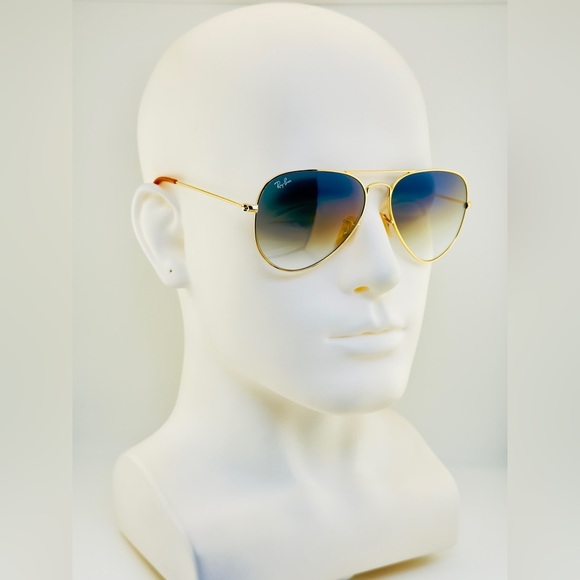 Ray-Ban Aviator Sunglasses RB3025 Blue Gradient Crystal Lens Gold Frame UNISEX! main image 7